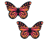 Colorful butterfly stickers in vibrant orange and pink hues, perfect for rave outfits and summer festival fashion.