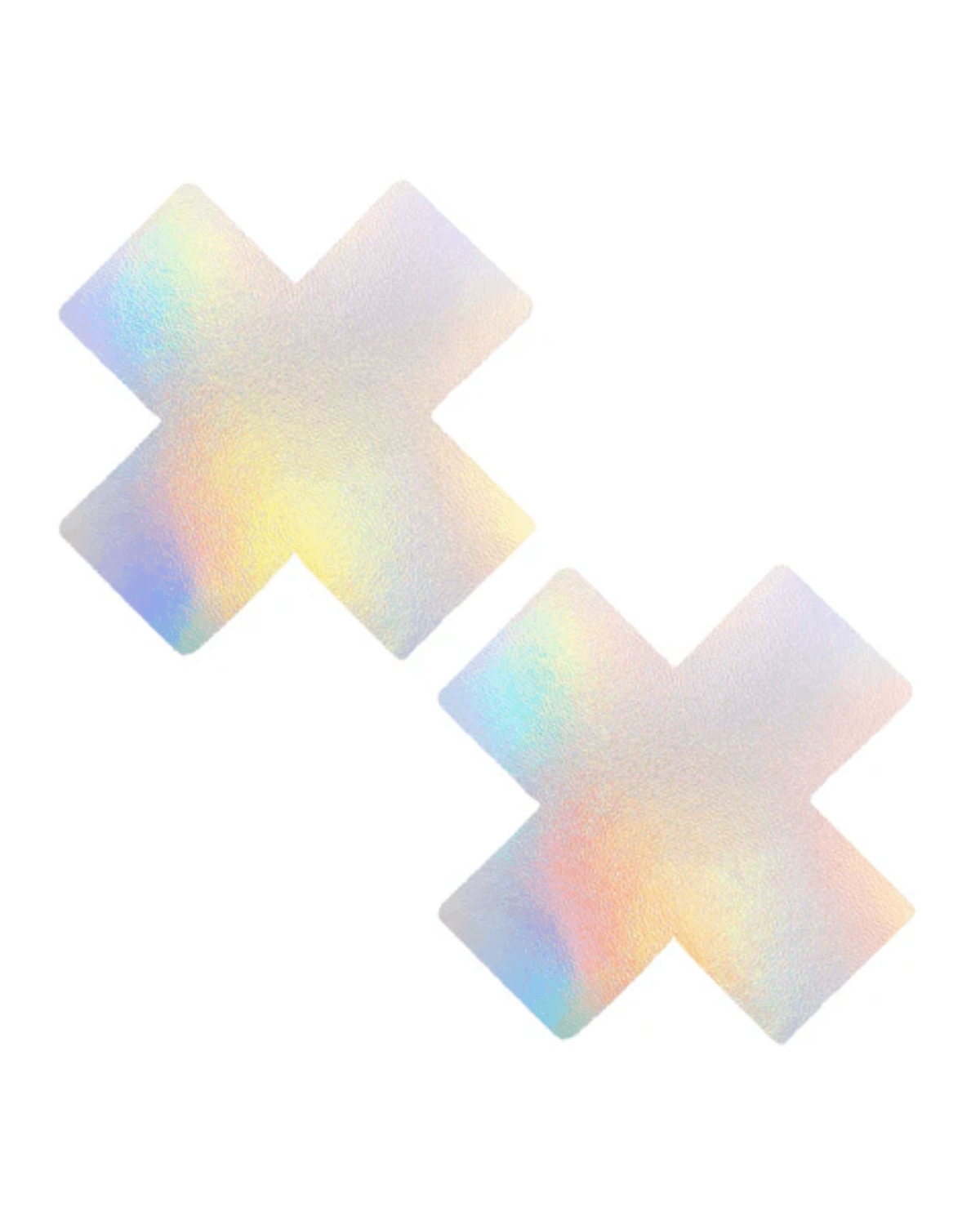Care Bear Stare holographic pasties in X shape, perfect for rave outfits and intimate moments.