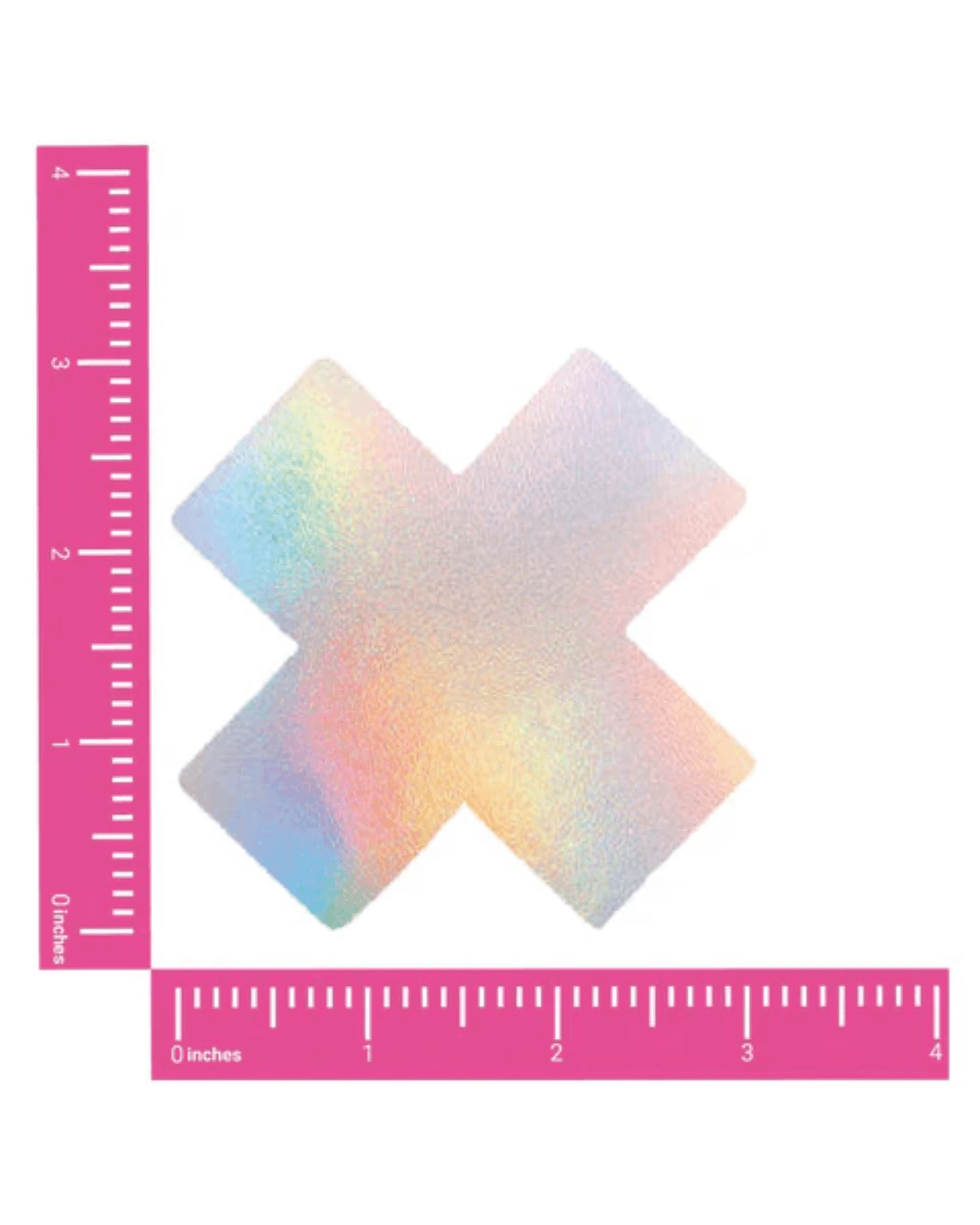 Holographic Care Bear Stare pastie with measurement, perfect for rave outfits and intimate moments.