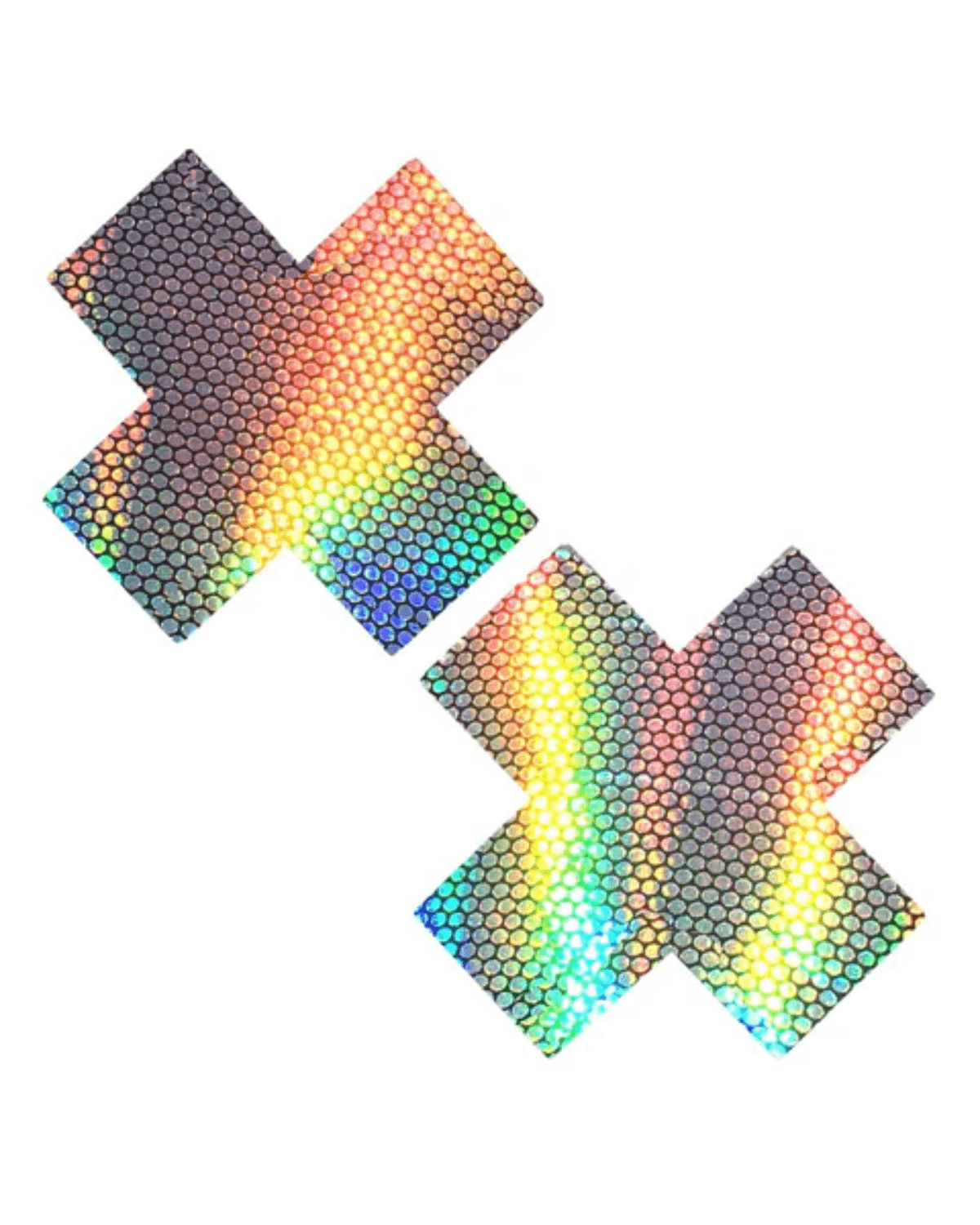 Liquid Party Holographic X Factor Pasties, perfect for rave outfits and vibrant party style.