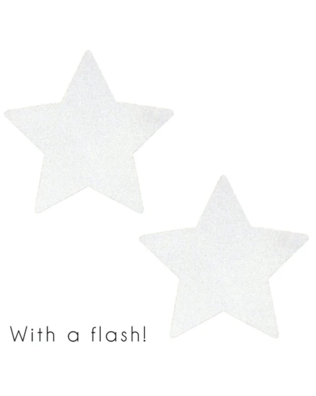 Reflective star-shaped pasties for rave outfits, shining bright under flash light.