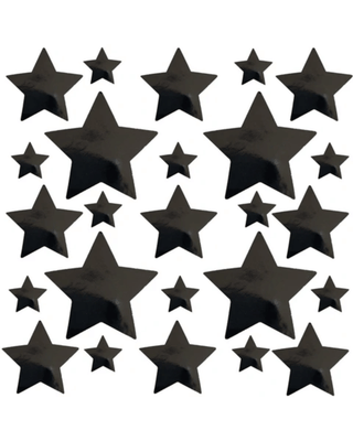Black star stickers, perfect for rave outfits and adding flair to any look.