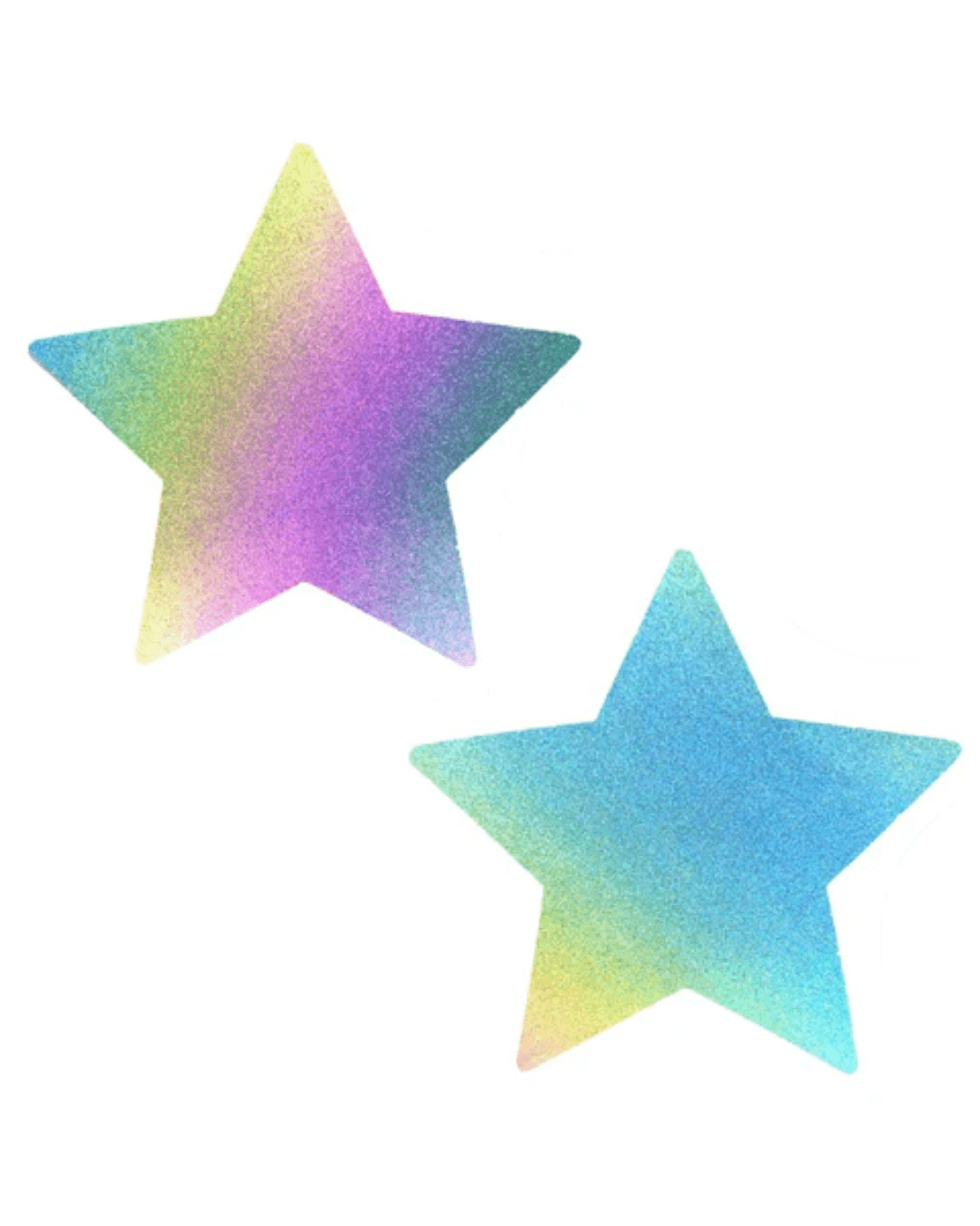 Rainbow reflective star-shaped pasties for rave outfits, perfect for parties and events.