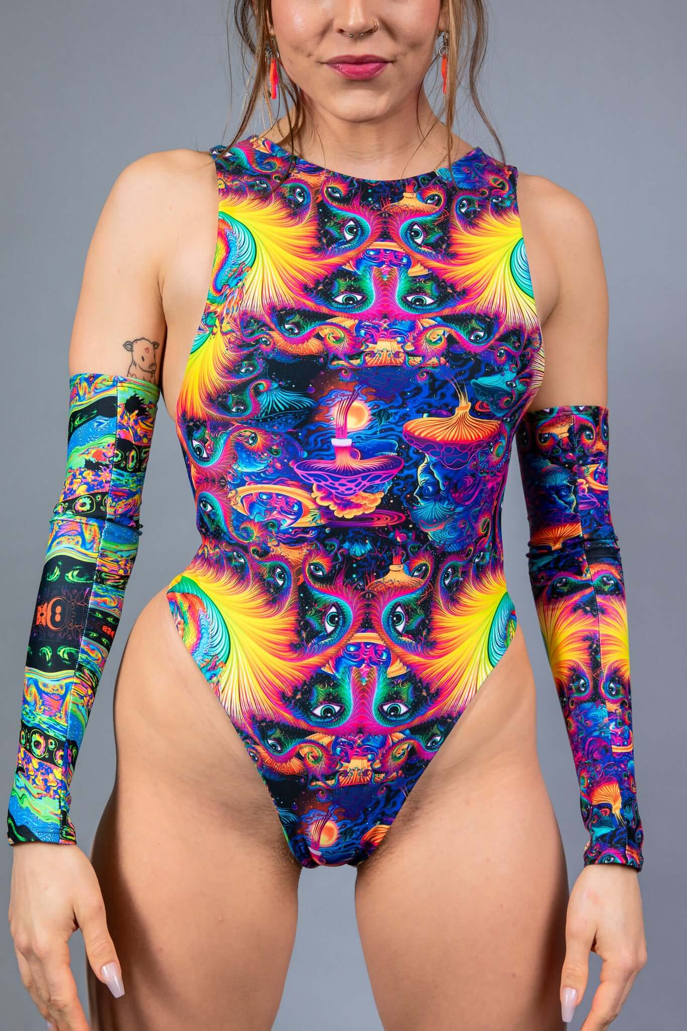Chase Face Reversible Sideboob Bodysuit Freedom Rave Wear Size: X-Small
