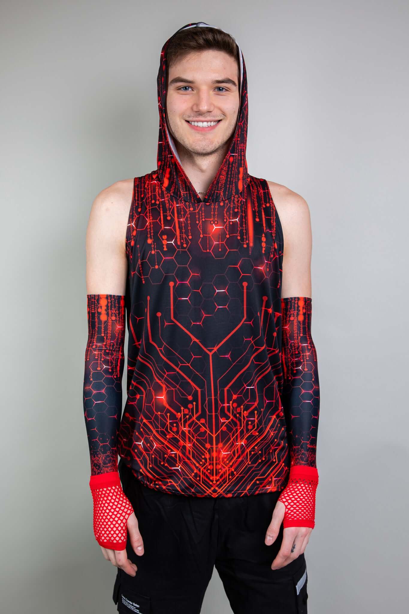 Red Singularity Tank Top with Hood Freedom Rave Wear Size: Small