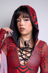 Red Void Assassin Hood Freedom Rave Wear Color: Red/Black