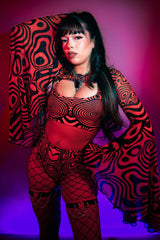 Red Void Mesh Bell Sleeves Freedom Rave Wear Size: Small/Medium
