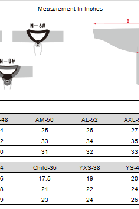 Measurement chart for Faewood Hockey Jersey showing sizes for adults and youth including chest, sleeve, and body lengths.