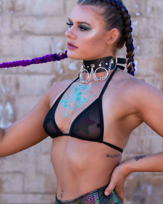 Black Mesh Bikini Top Tops Freedom Rave Wear