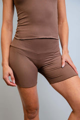 Brown Coco Ribbed Lounge Boxer Shorts Freedom Rave Wear Size: X-Small
