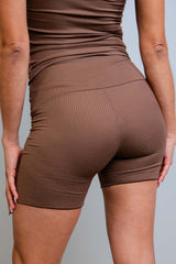 Brown Coco Ribbed Lounge Boxer Shorts Freedom Rave Wear Size: X-Small