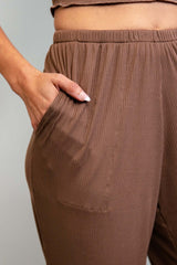 Brown Coco Ribbed Lounge Pants Freedom Rave Wear Size: X-Small