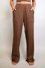 Brown Coco Ribbed Lounge Pants Freedom Rave Wear Size: X-Small