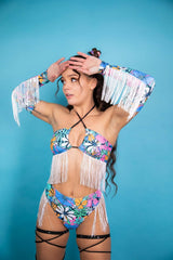 Chroma Arm Sleeves with Fringe Freedom Rave Wear Size: X-Small