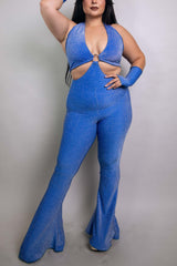 Cobalt Sparkle Jumpsuit Freedom Rave Wear Size: X-Small