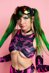 Electronika Teaser Top - UV Pink Freedom Rave Wear Size: X-Small