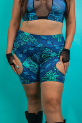 Ice Age Biker Shorts with Cut Out Freedom Rave Wear Size: X-Small