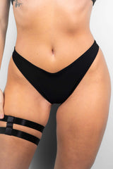 Matte Black Brazilian Bikini Bottoms Freedom Rave Wear Size: X-Small