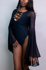 Matte Black Goddess Bodysuit FRW New Size: X-Small
