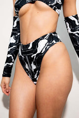 Mechanoid High Waisted Thong - Black Freedom Rave Wear Size: X-Small