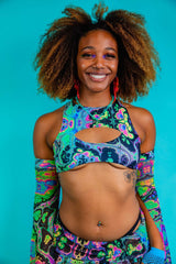 Prismatic Cut Out Teaser Top Freedom Rave Wear Size: X-Small