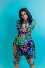 Prismatic Mesh Bell Sleeves Freedom Rave Wear Size: Small/Medium