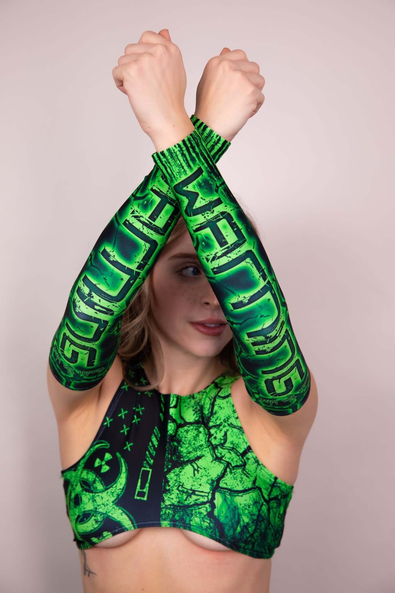 Toxic Arm Sleeves - Green Freedom Rave Wear Size: X-Small