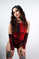 Toxic Sideboob Bodysuit - Red Freedom Rave Wear Size: X-Small