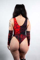 Toxic Sideboob Bodysuit - Red - Freedom Rave Wear - Bodysuits