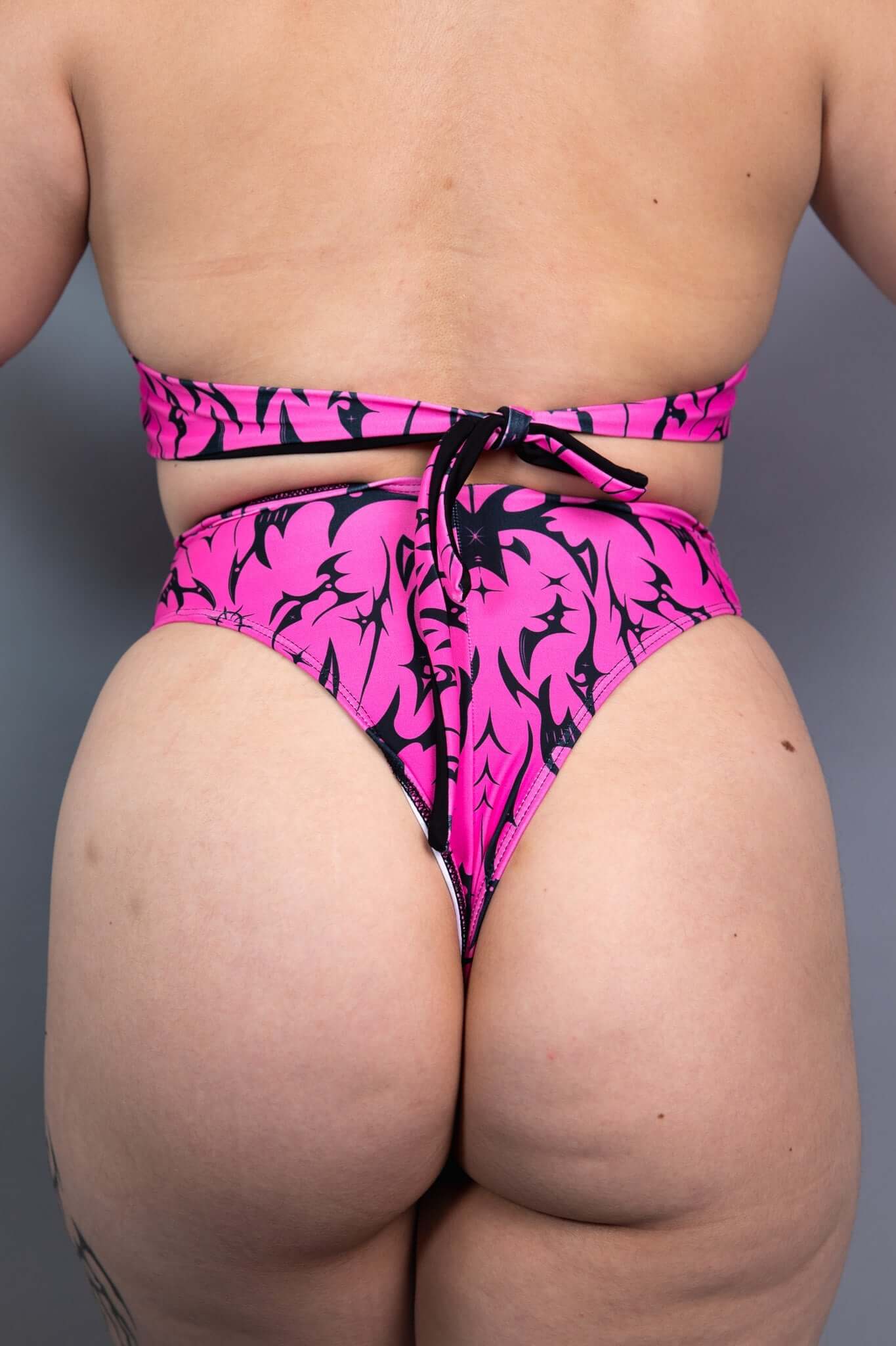 Zenith High Waisted Thong - Pink Freedom Rave Wear Size: X-Small