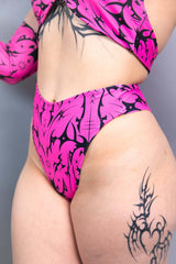 Zenith High Waisted Thong - Pink Freedom Rave Wear Size: X-Small