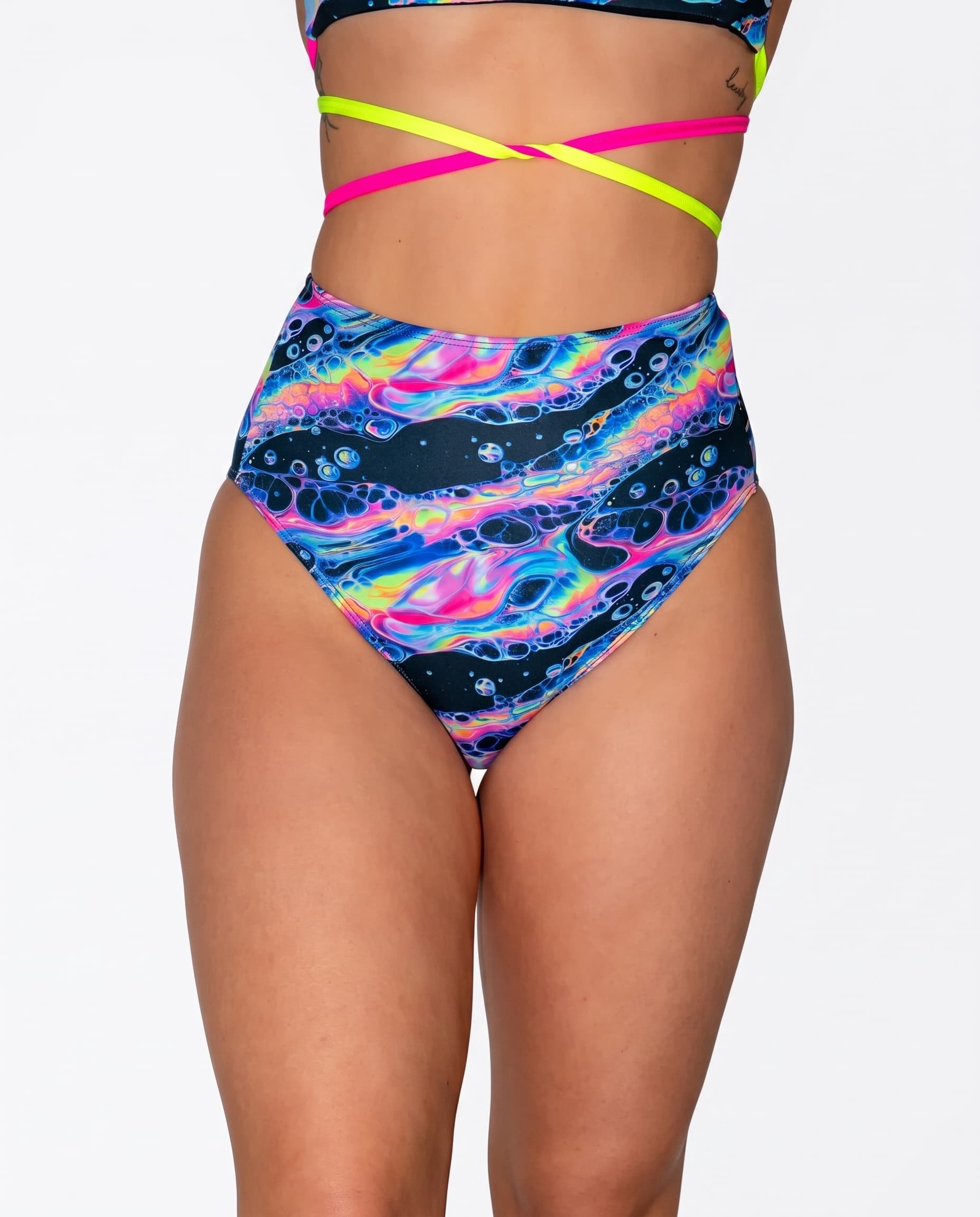 Acid Sky High Waist Bikini Bottoms
