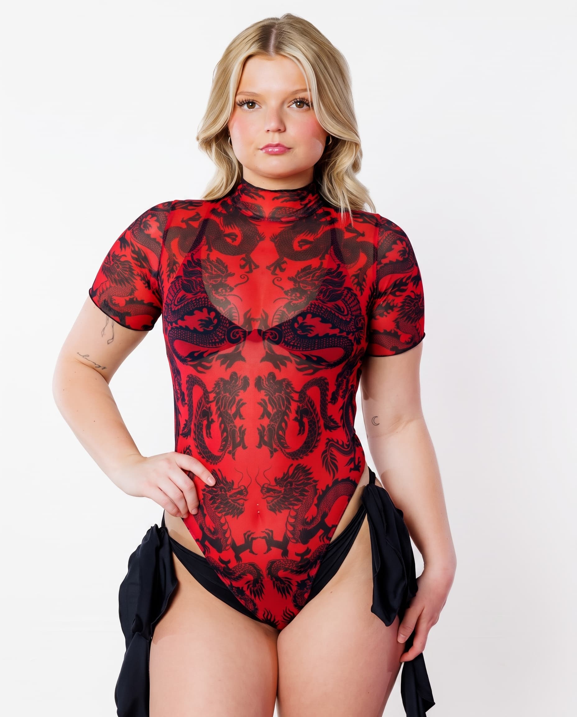 Dynasty Wavy Baby Bodysuit - Red
