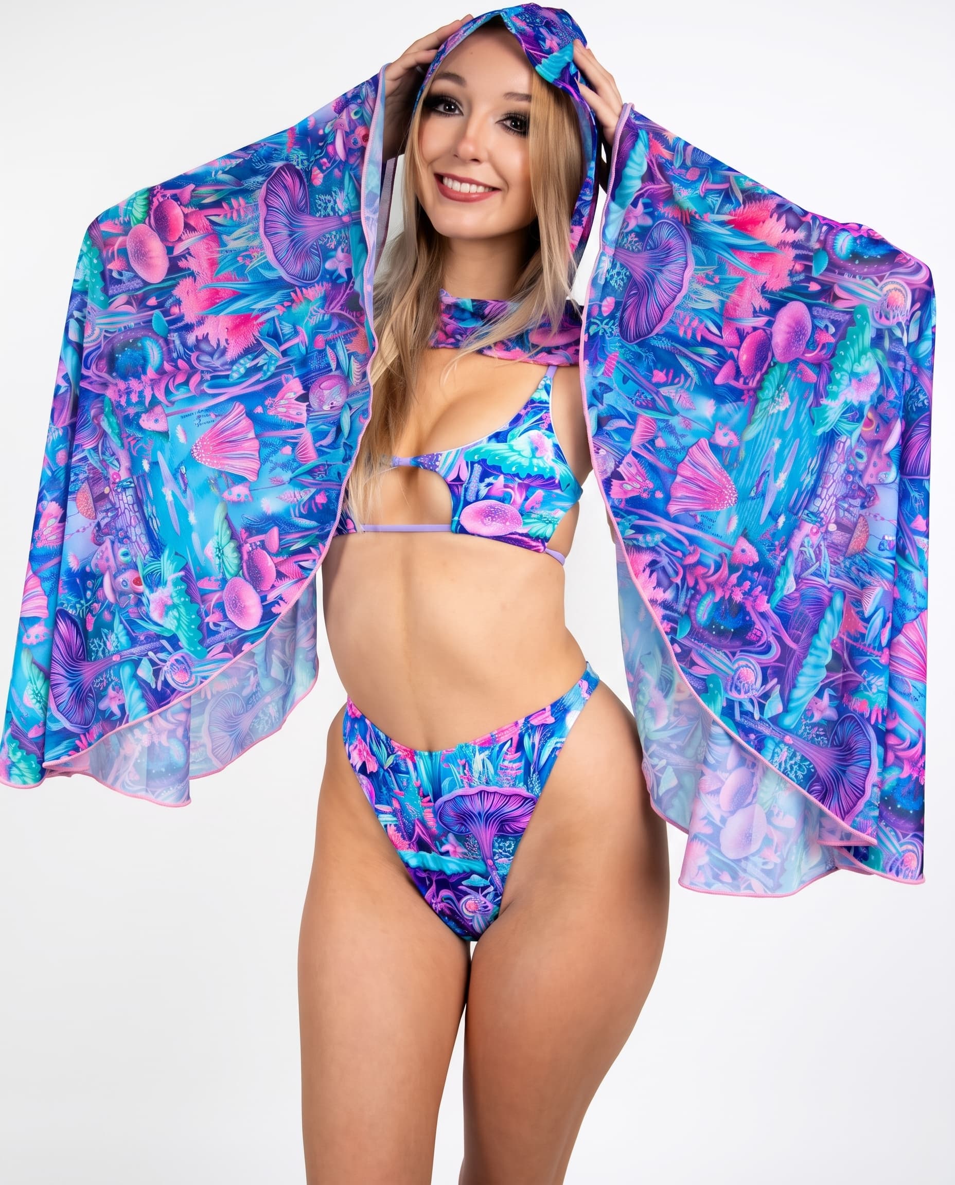 Fairycore Mesh Hooded Bell Sleeves