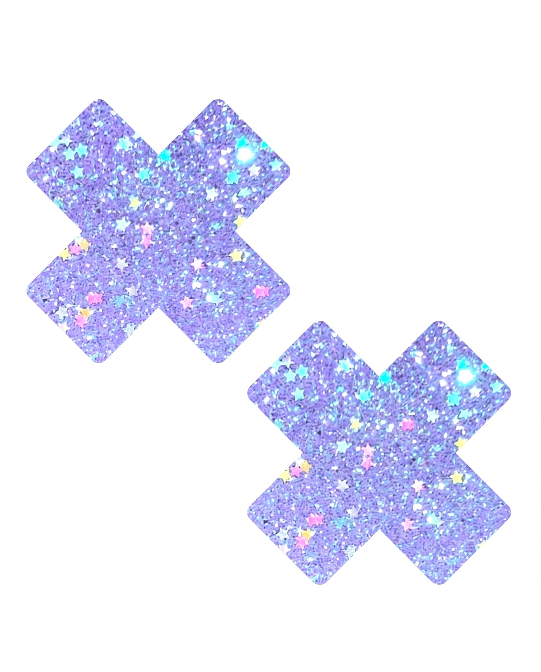 Purple Cotton Candy Blacklight Glitter X Nipple Cover Pasties