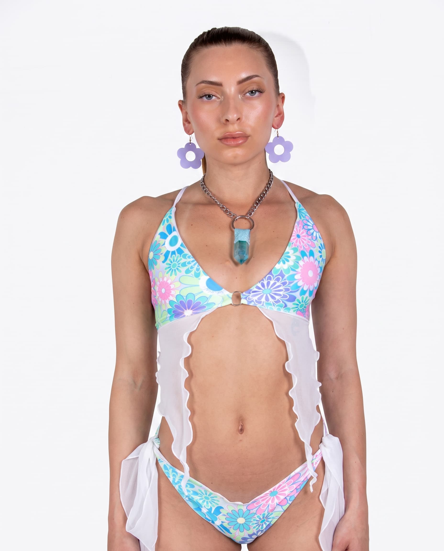 Retro Bloom Deep Sea Bikini Top