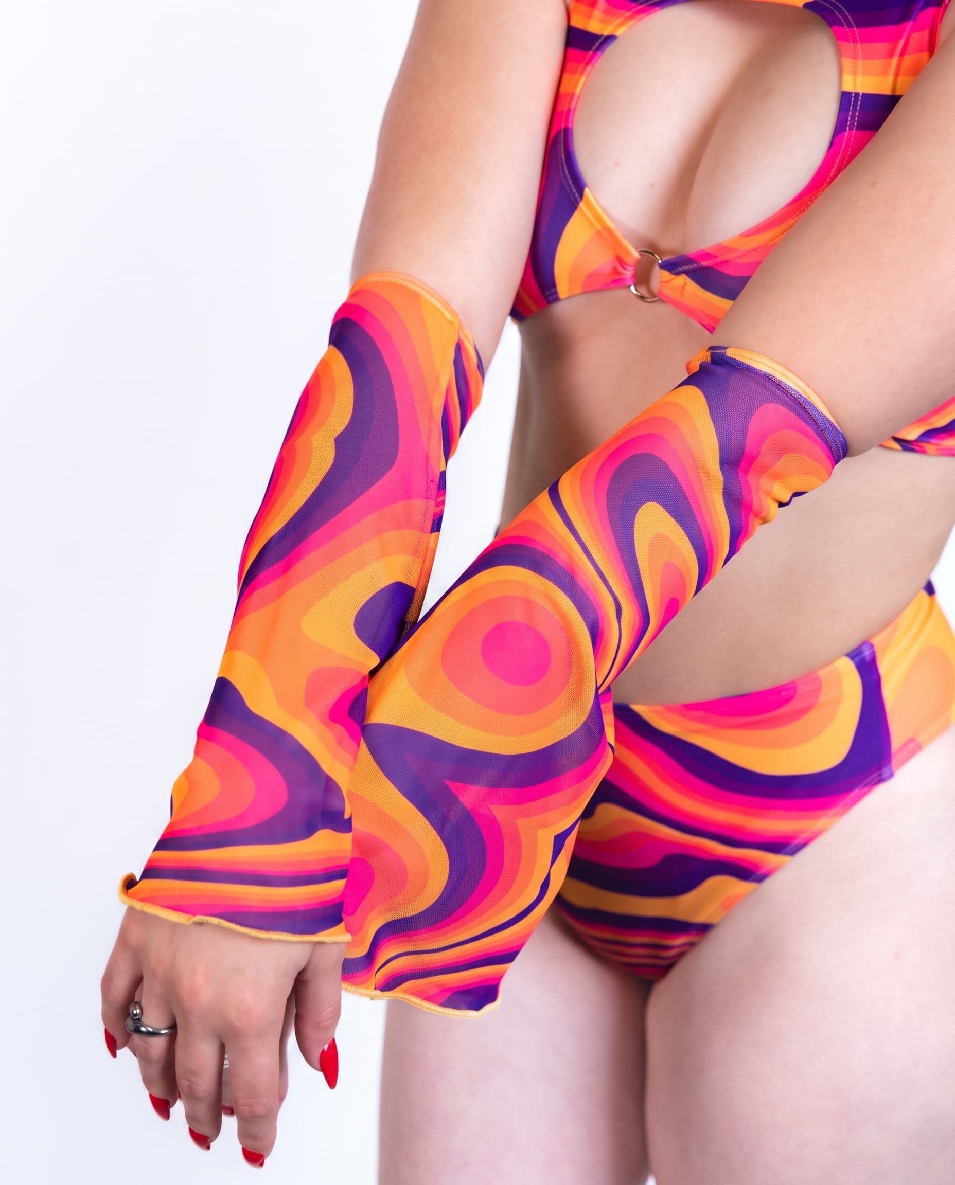 Tangerine Tango Mesh Flare Sleeves