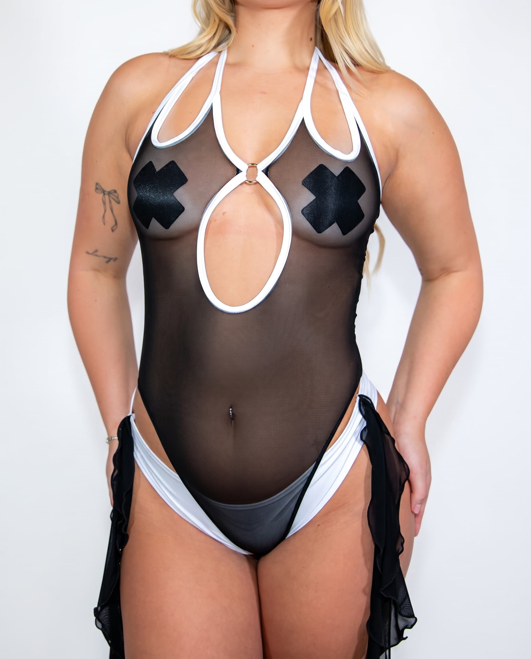 Yin & Yang Cross Faded Bodysuit. Freedom Rave Wear product photo