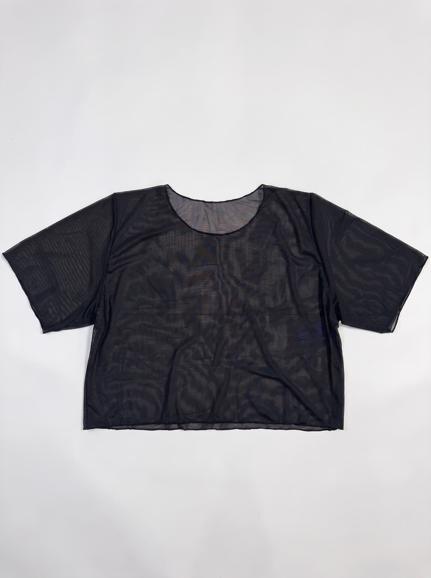 Black Crop Mesh Tee