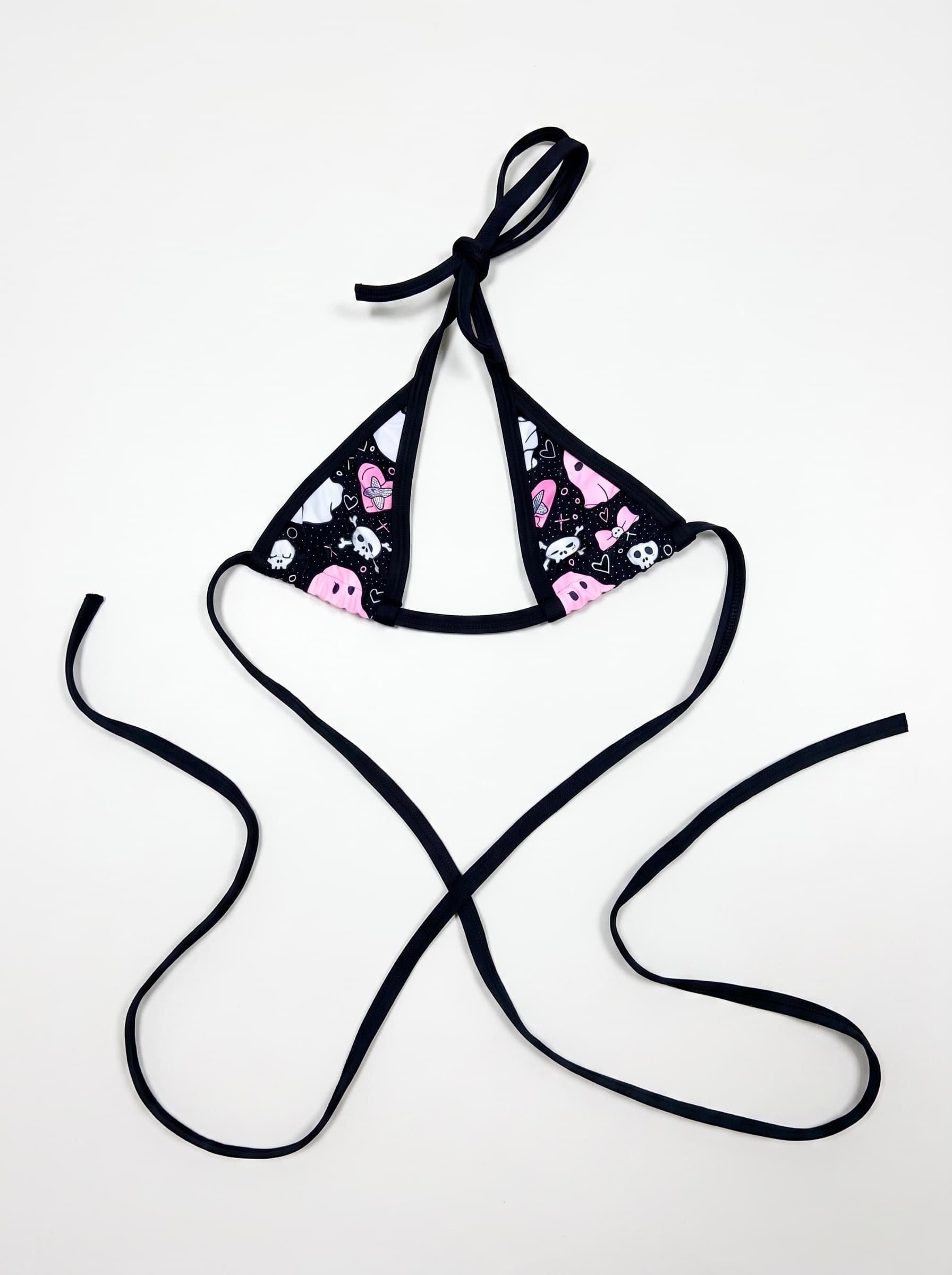 Pink/Black Goth Bikini Top