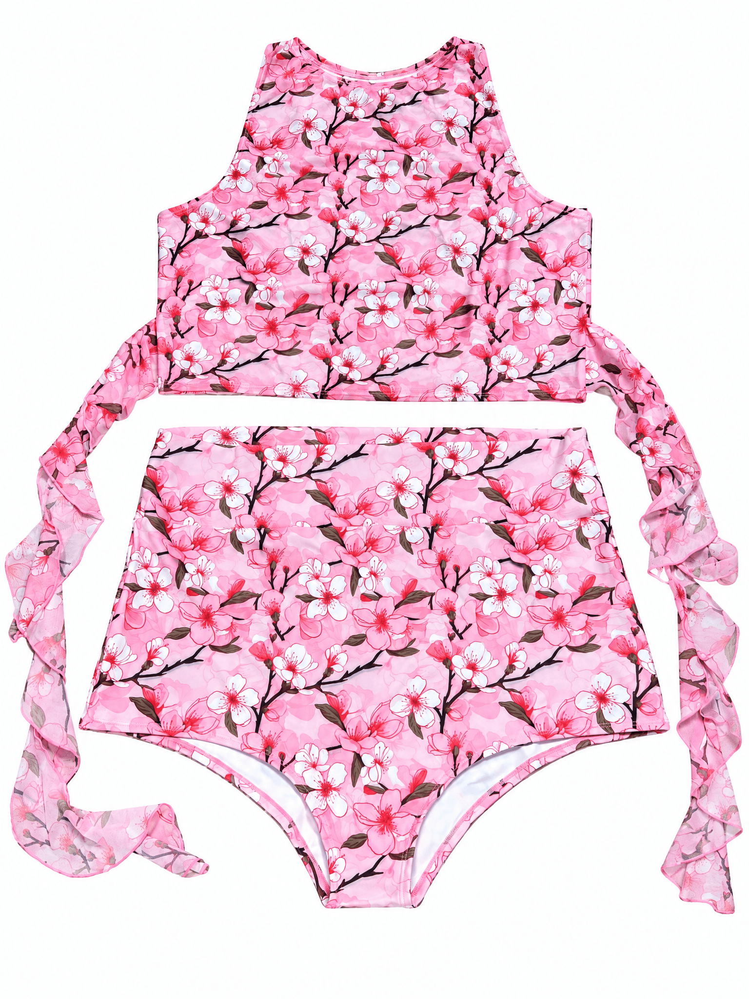 Sakura Mesh Crop Top with Frills and Hot Spanks