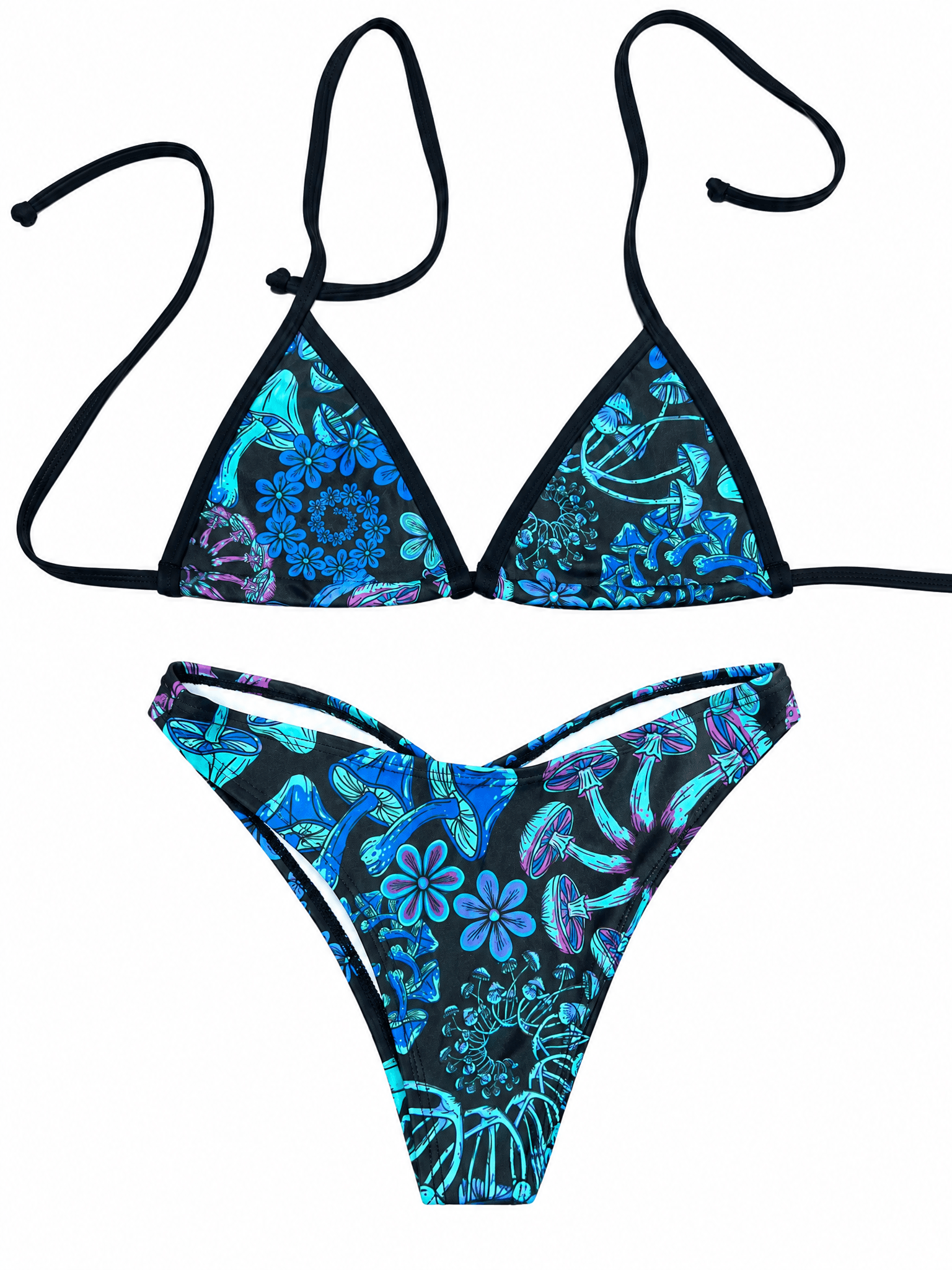 Blue Shroom Bikini Top and Low Waist Brazilians