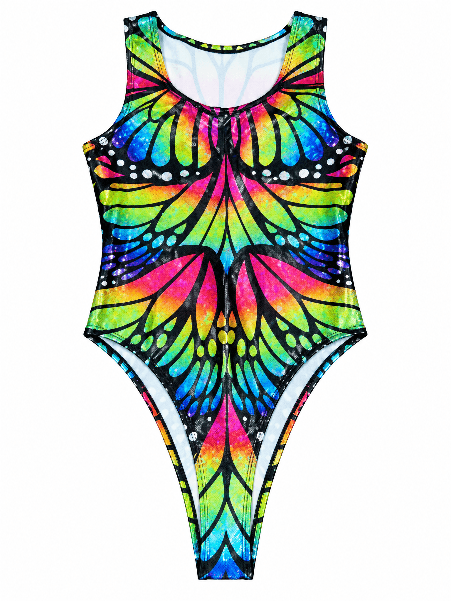 Rainbow Butterfly Holographic Keyhole Bodysuit