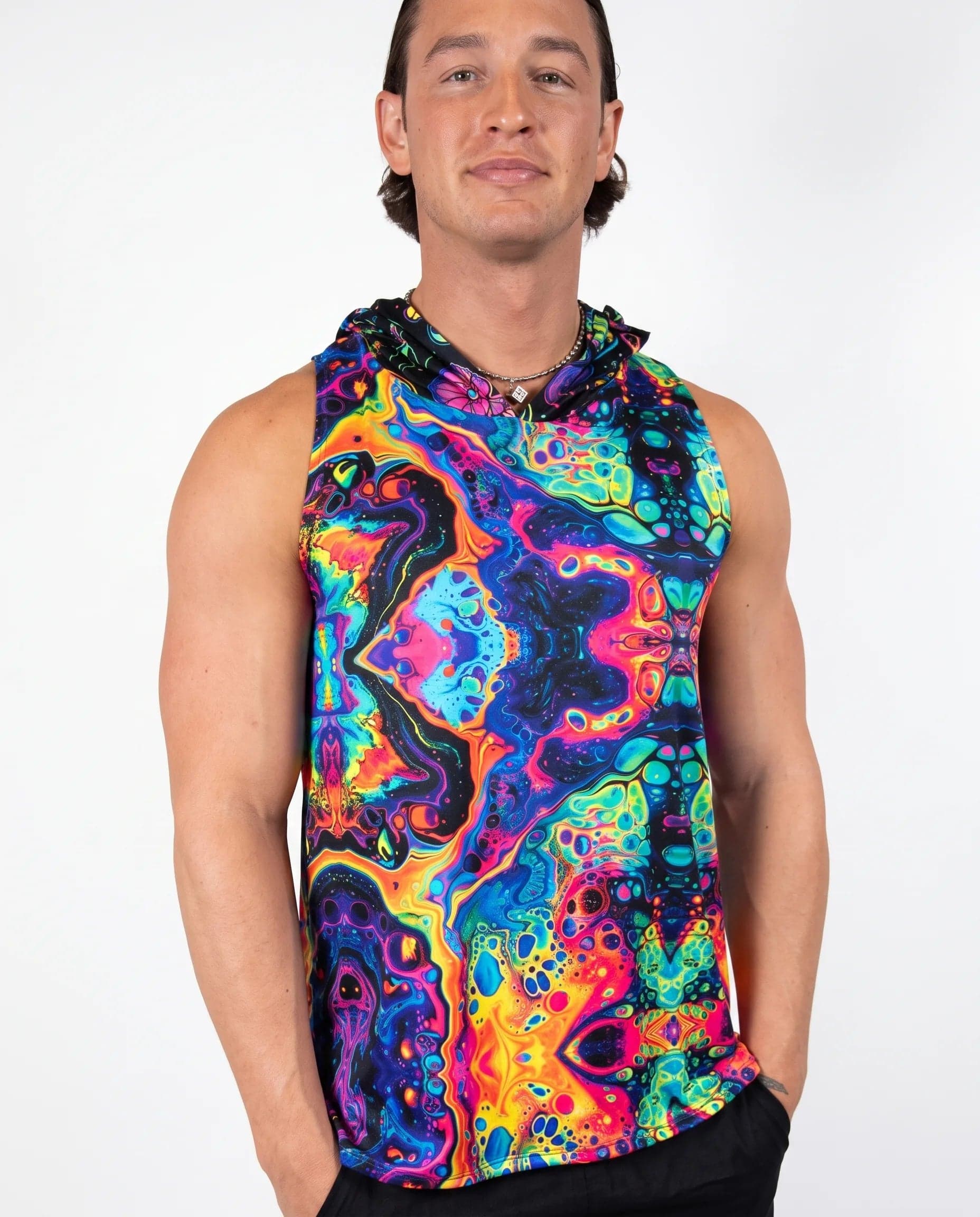 Vivid Shroomie! Mens Tank Top with Hood