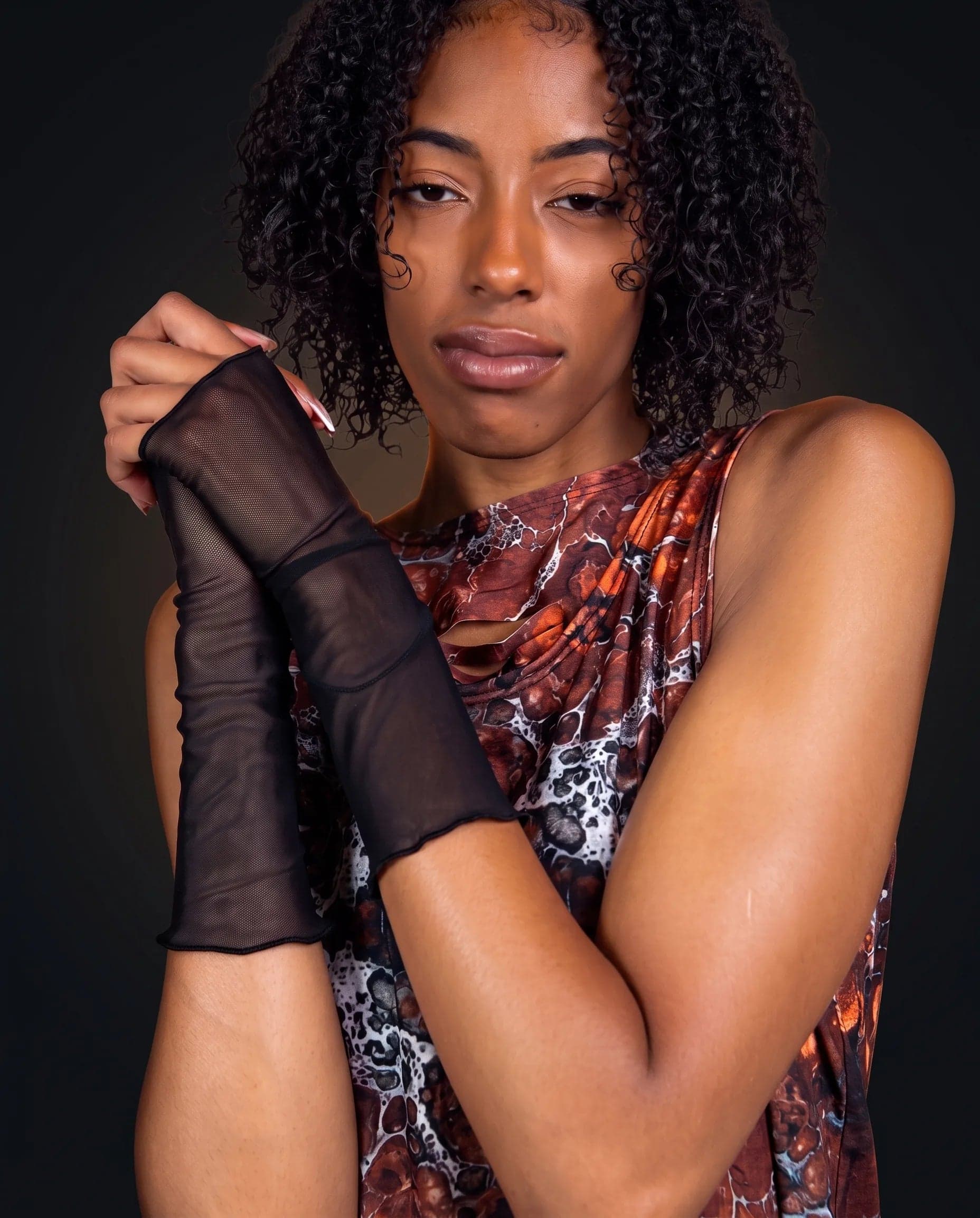 Black Mesh Gloves