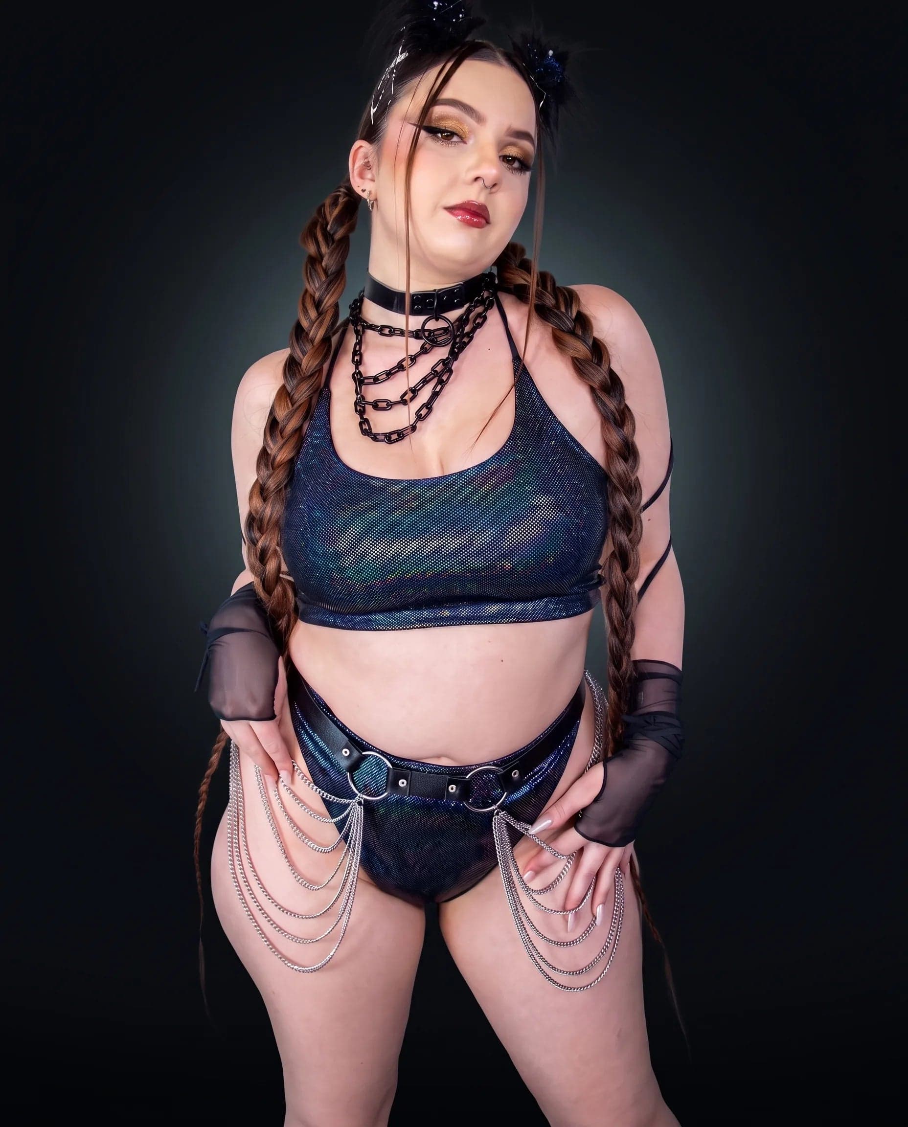 Midnight Retro Thong Bottoms