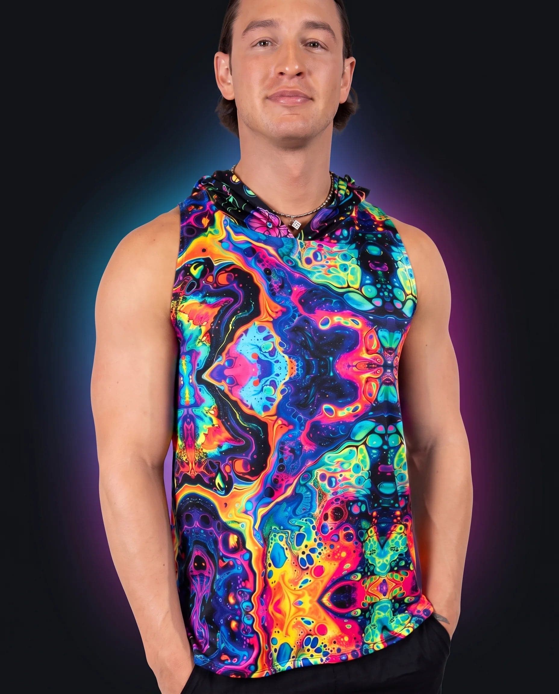 Vivid Shroomie! Mens Tank Top with Hood
