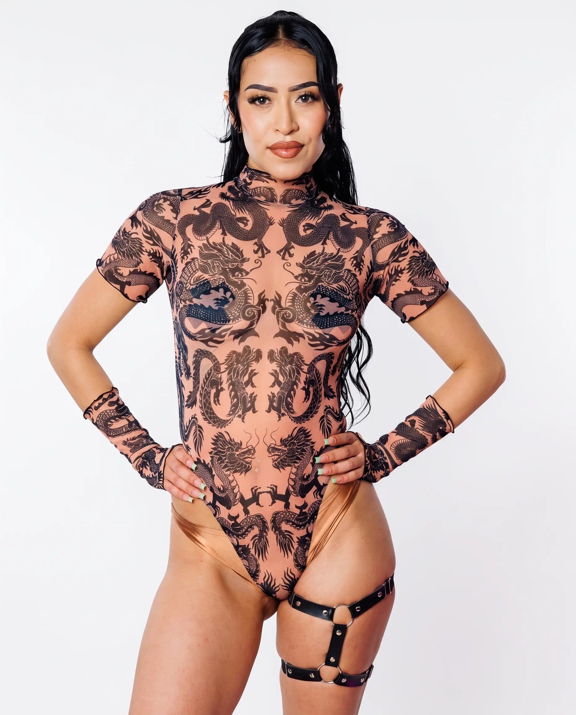 Dynasty Wavy Baby Bodysuit - Nude