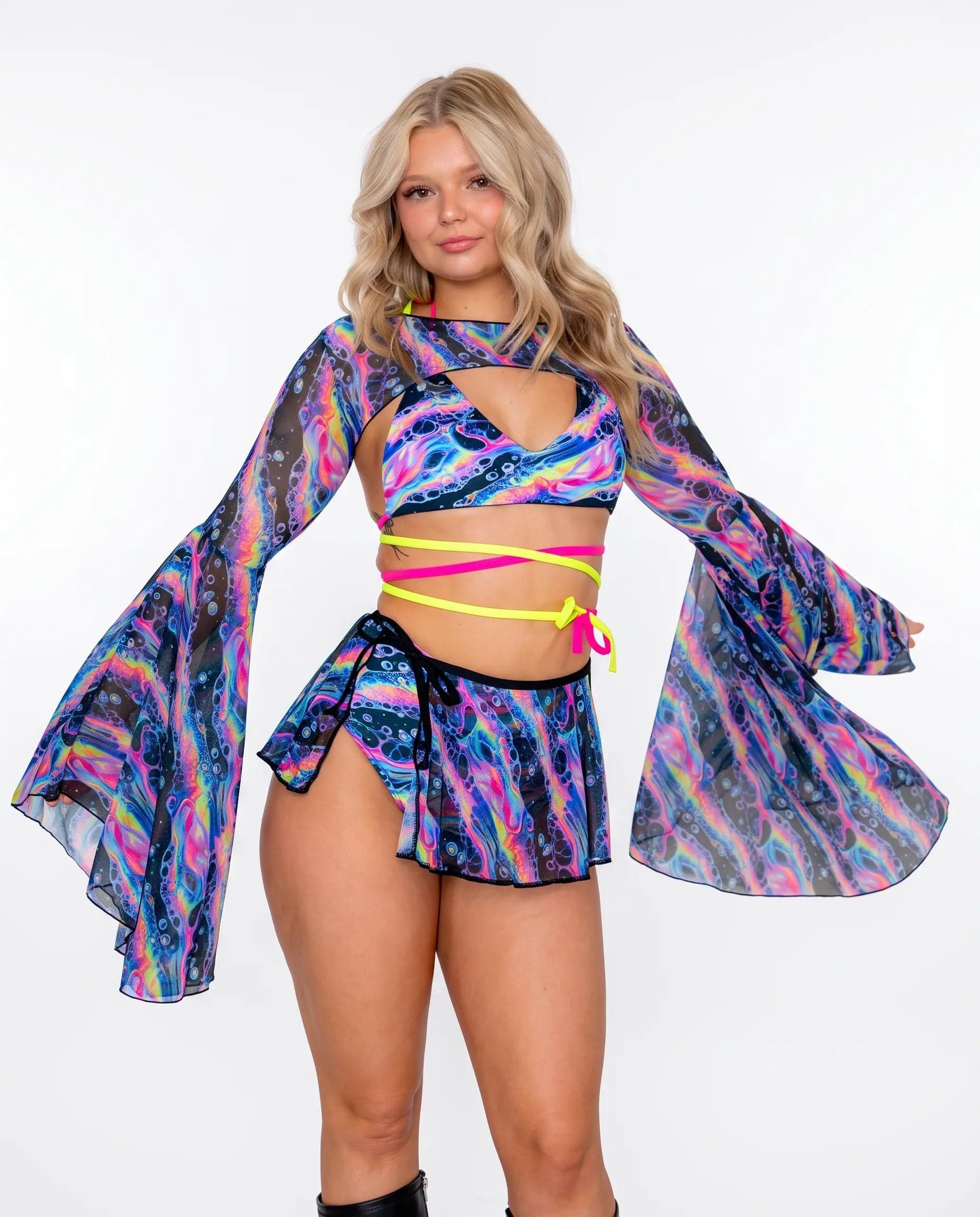 Acid Sky Mesh Swirl Skirt