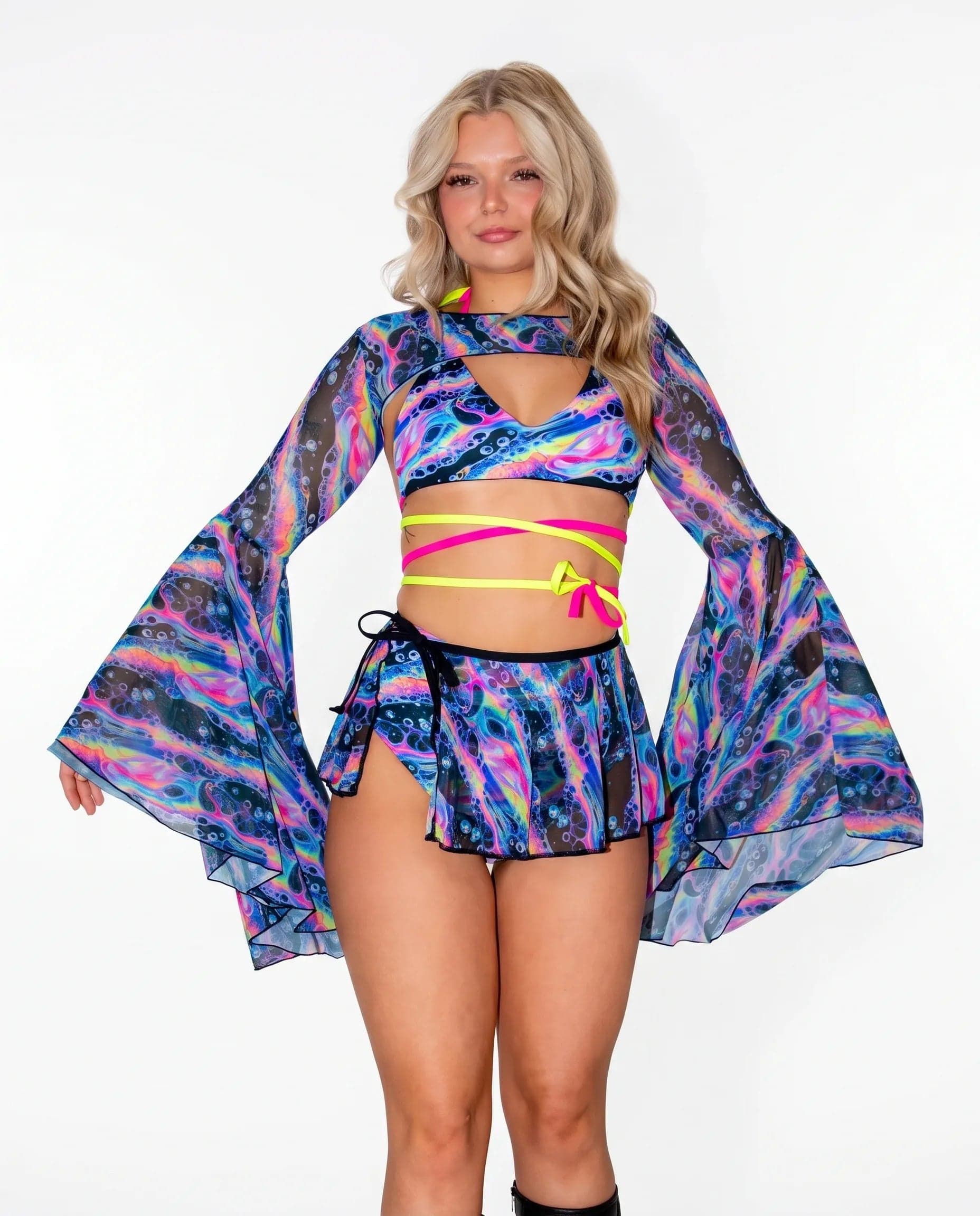 Acid Sky Mesh Bell Sleeves